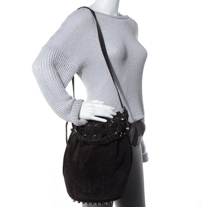 Alexander Wang Suede Diego Bucket Bag Dark Brown w Nickel Hardware 2 of 6