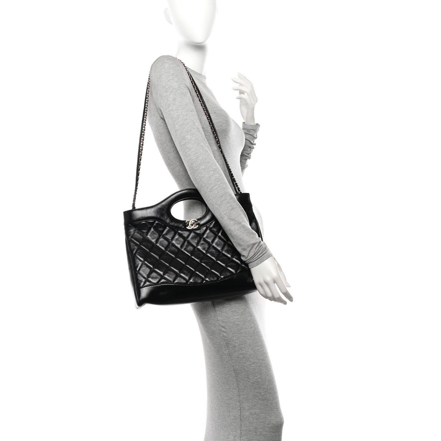 Chanel Shiny Lambskin Quilted 31 Shopping Bag Black 2 of 7
