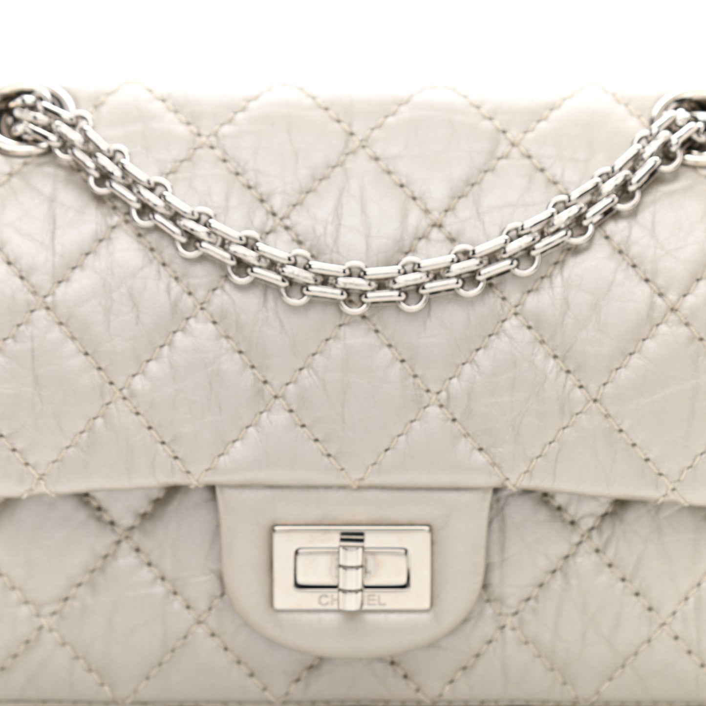 Metallic Calfskin Quilted 2.55 Reissue 224 Flap Silver