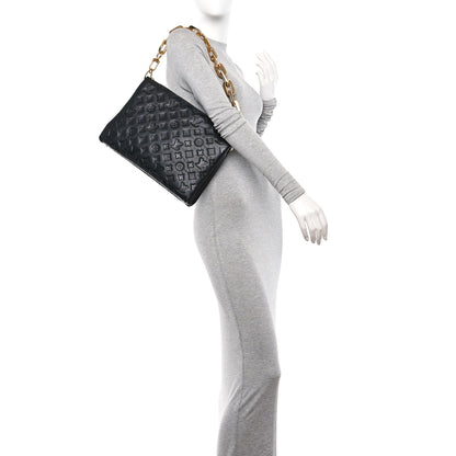 Louis Vuitton Lambskin Embossed Monogram Coussin MM Black 2 of 10