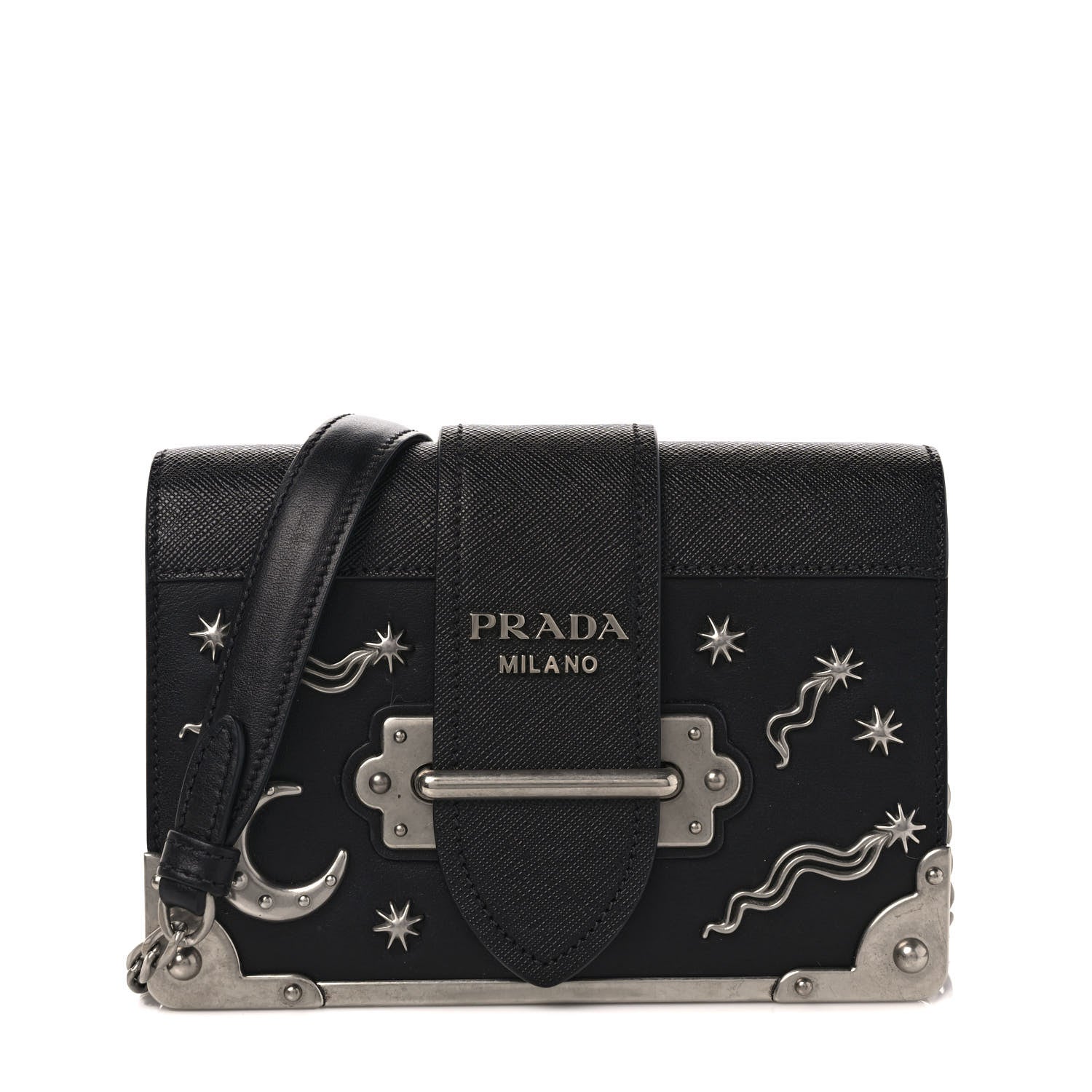 Prada City Calf Saffiano Cahier Astrology Bag Black 1 of 13