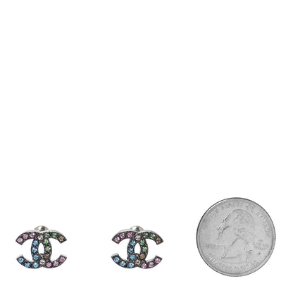 Chanel Ruthenium Crystal CC Earrings Multicolor 2 of 5
