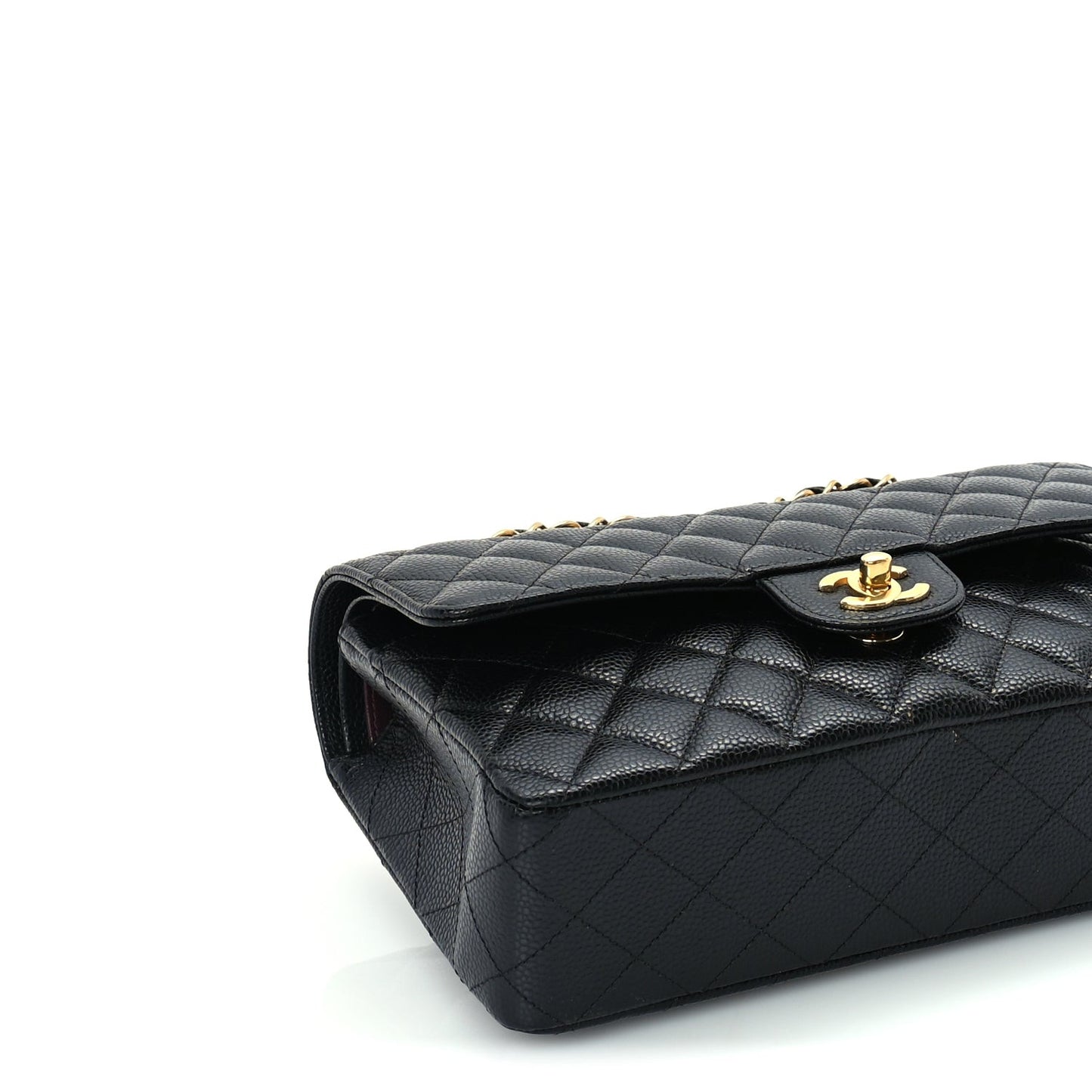 Caviar Quilted Medium Double Flap  Black