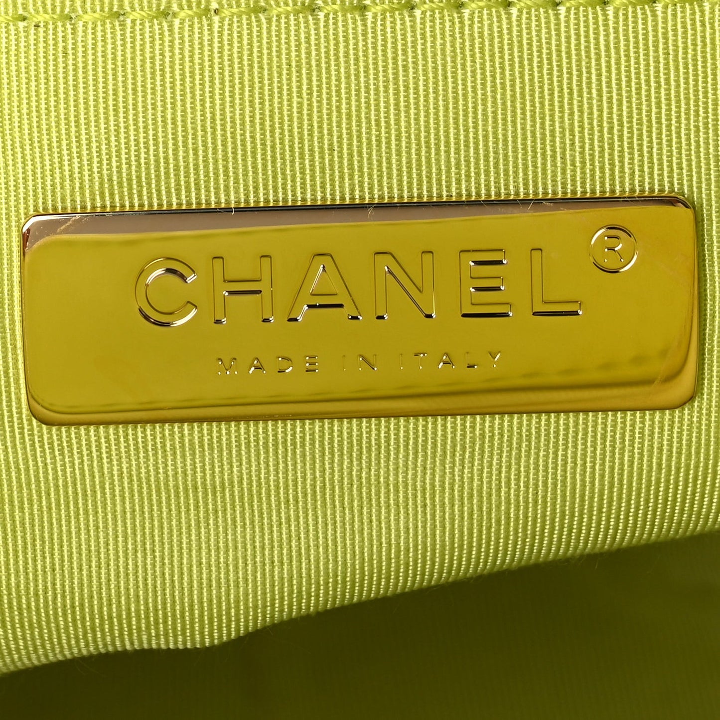 Shiny Lambskin Quilted Medium  19 Flap  Neon Yellow