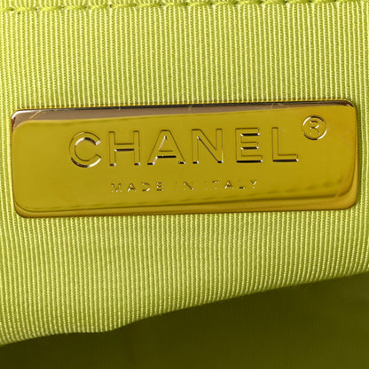 Chanel Shiny Lambskin Quilted Medium  19 Flap  Neon Yellow 5 of 10