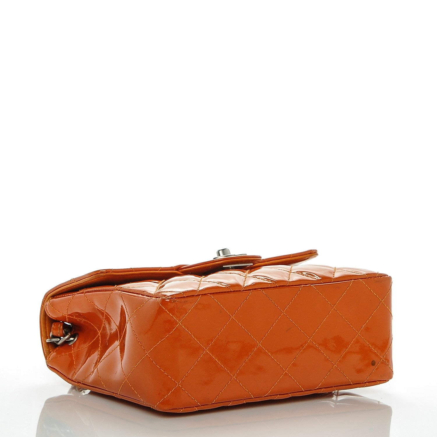 Chanel Patent Quilted Mini Square Flap Dark Orange 4 of 11