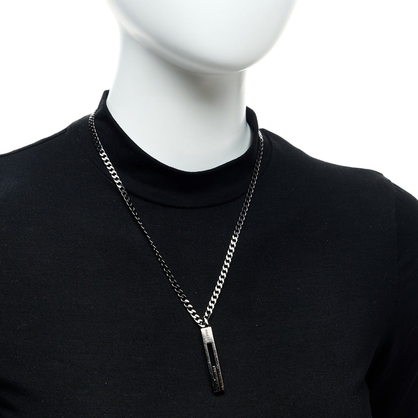 Darkened Sterling Silver G Bar Pendant Necklace