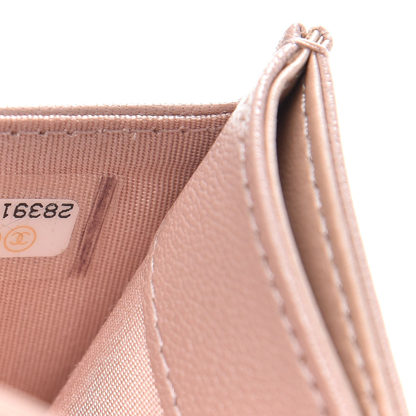 Goatskin Camellia Embossed Card Holder Light Pink