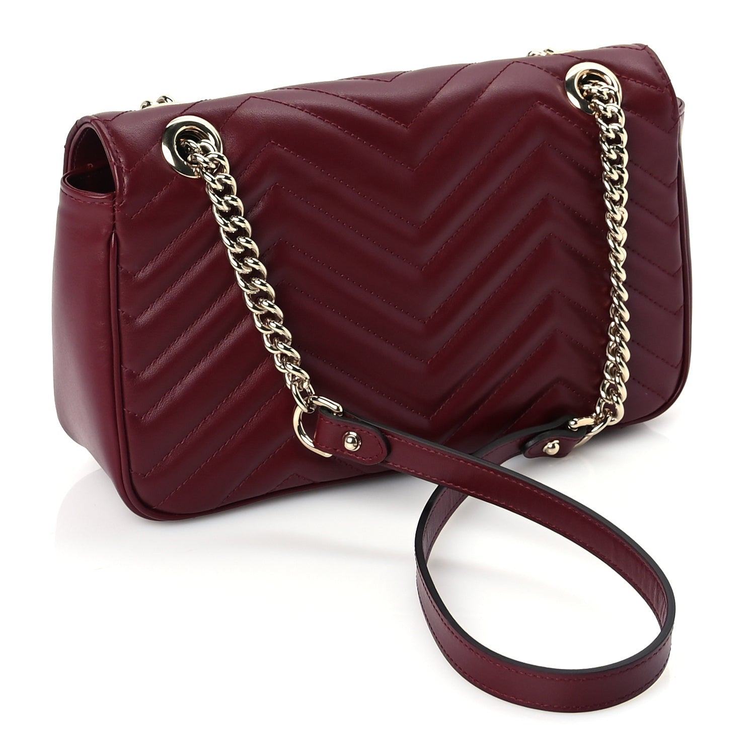 Gucci Calfskin Matelasse Small GG Marmont Shoulder Bag  Rosso Ancora 2 of 9