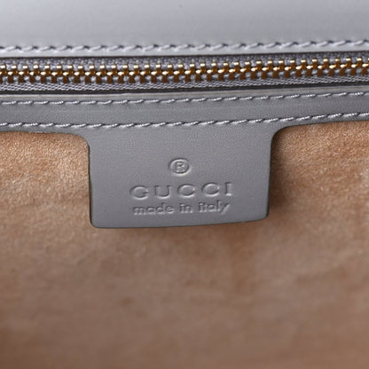 Gucci Calfskin Embroidered Sylvie Top Handle Bag Grey 5 of 7