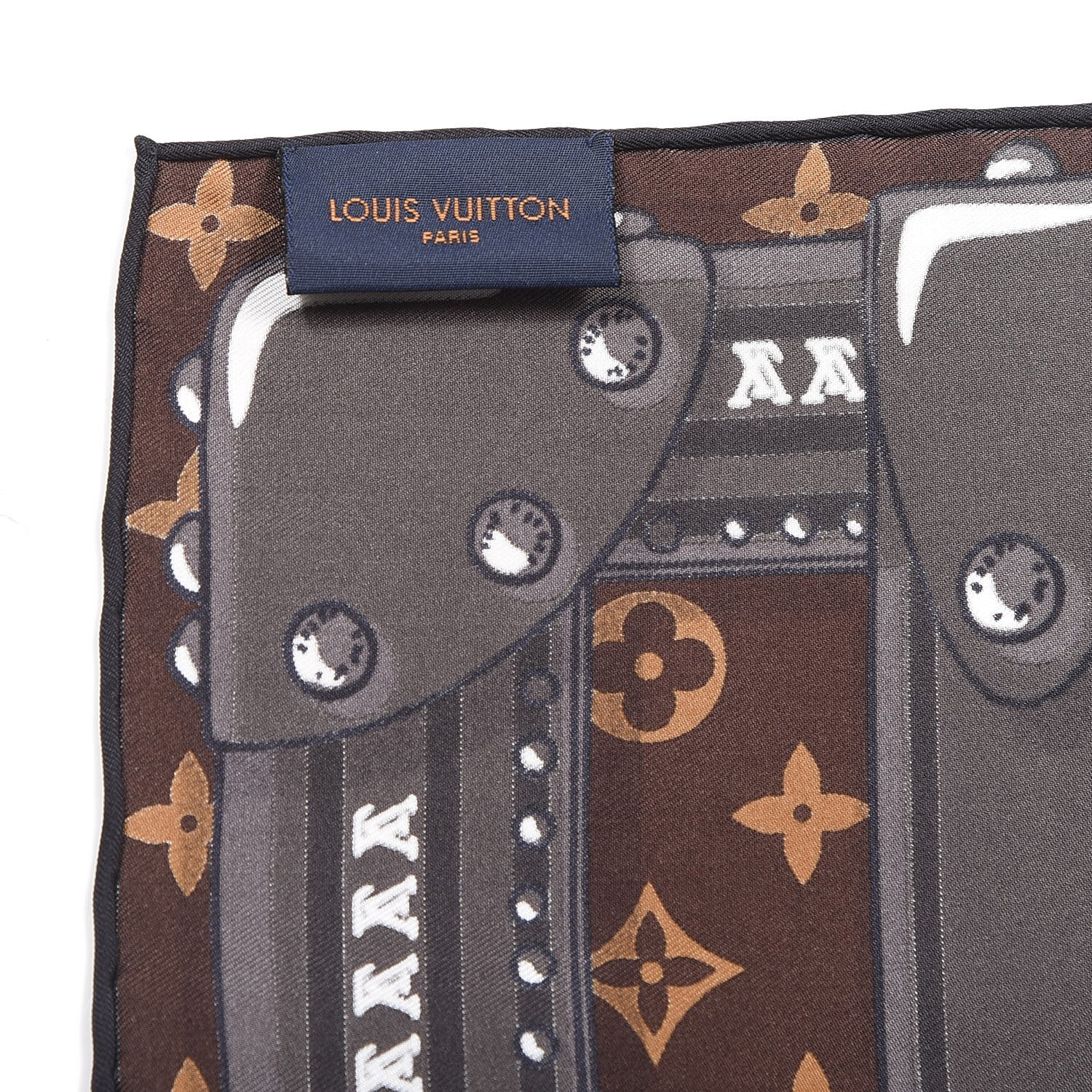 Louis Vuitton Silk Monogram LV World Square Scarf Brown 3 of 4