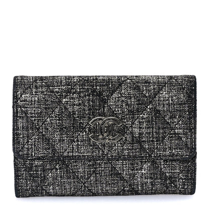 Chanel Glittered Calfskin Quilted Flap Card Holder Dark Grey 1 of 7