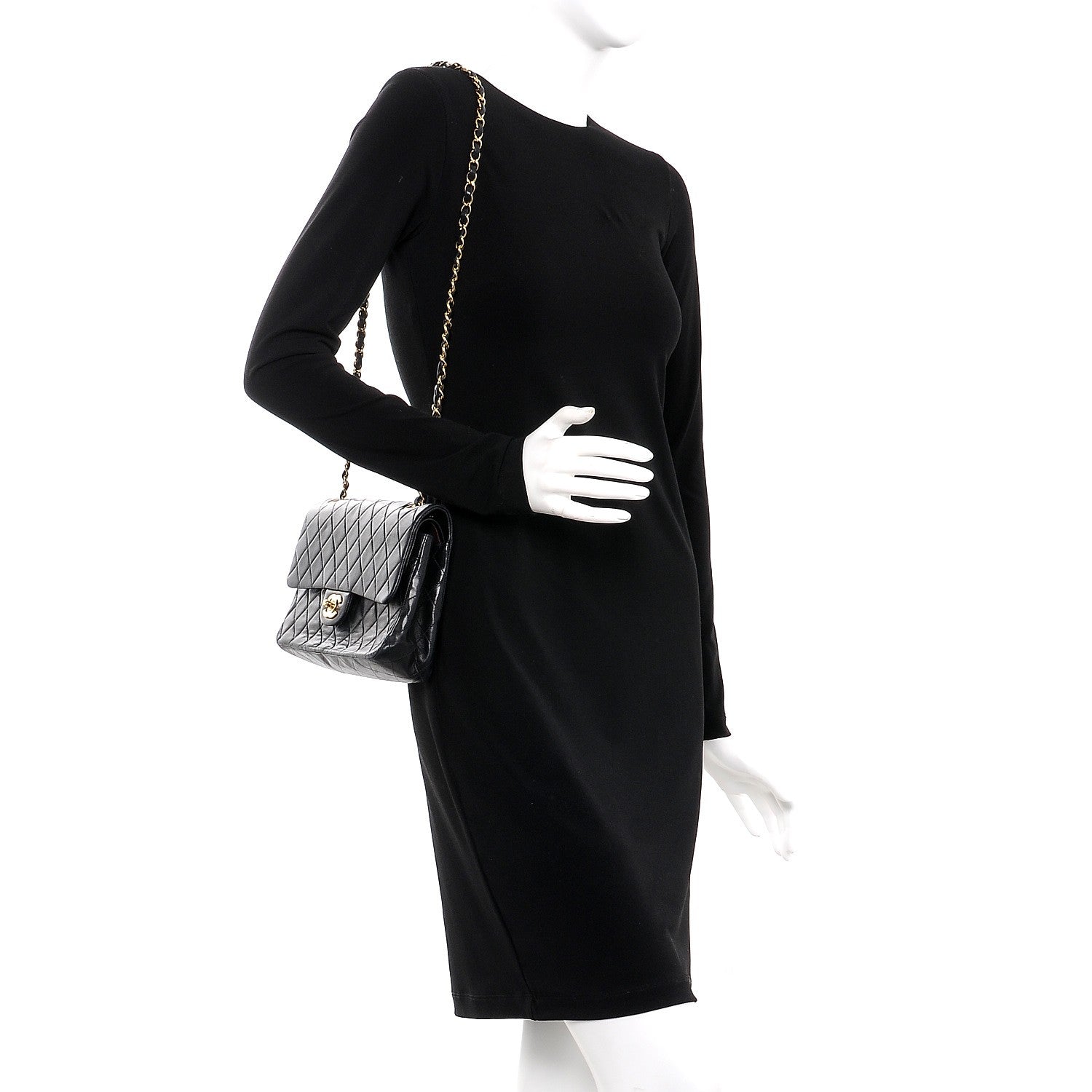 Chanel Lambskin Quilted Medium Double Flap Black 2 of 8