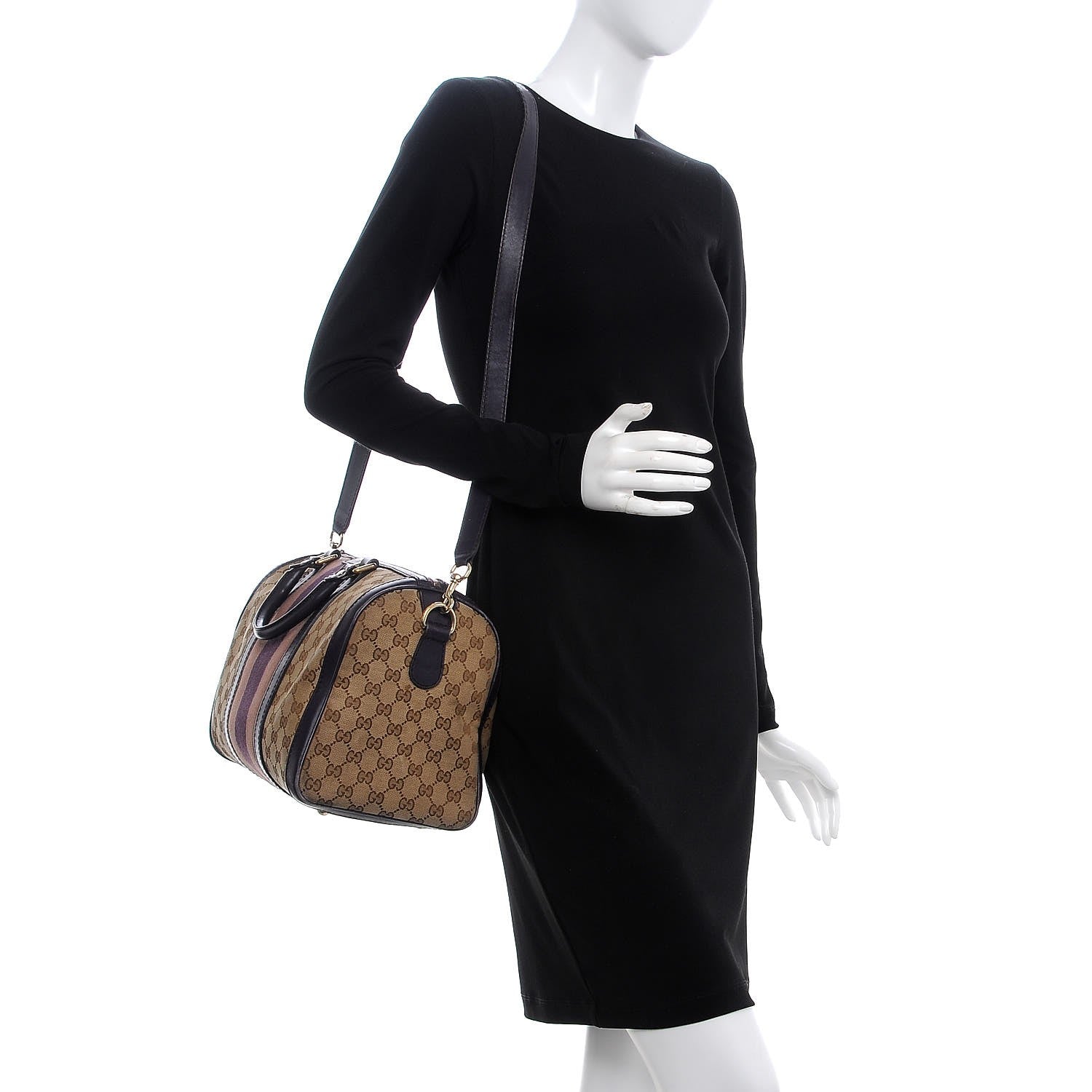 Gucci Monogram Vintage Web Medium Boston Dark Purple 2 of 19