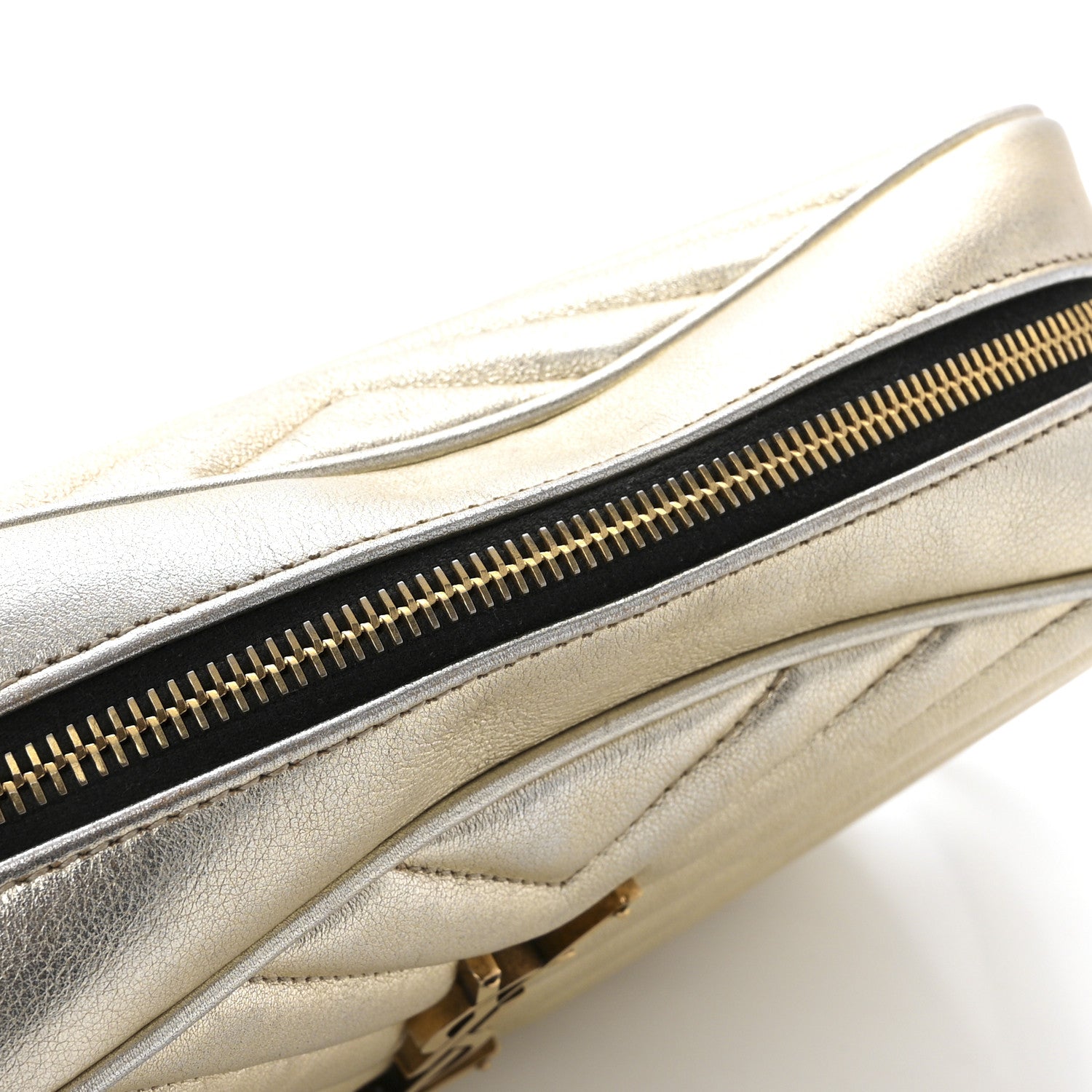 Saint Laurent Metallic Calfskin Matelasse Monogram Lou Camera Bag Platino 11 of 12