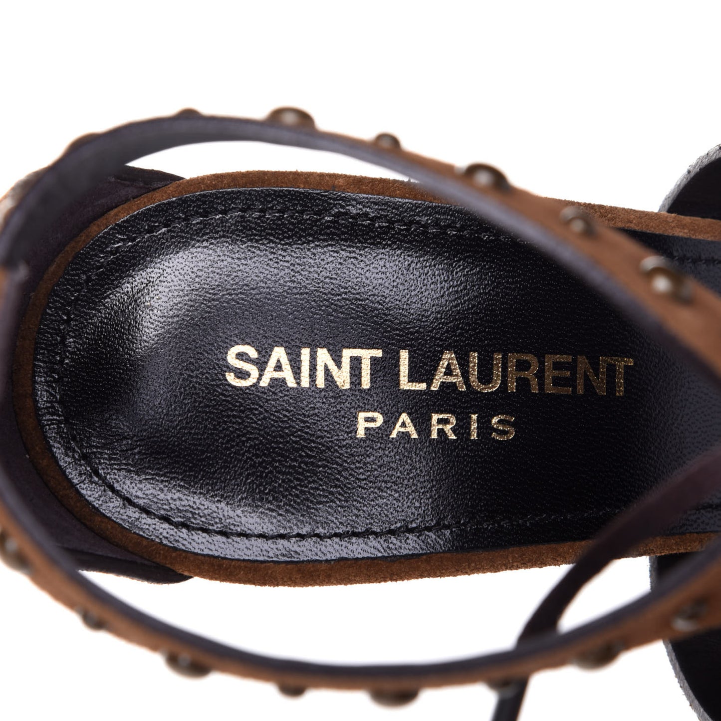 Suede Studded Iris Sandal Pumps 38.5 Brown