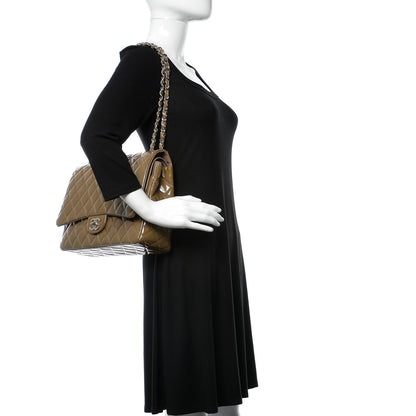 Chanel Patent Calfskin Quilted Maxi Double Flap Grey 2 of 10