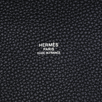 Hermes Militaire Canvas Taurillon Clemence Wooly Wooly Pursangle MM Tote Black 5 of 8