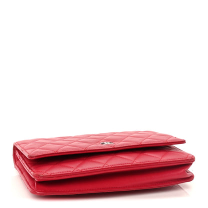 Chanel Lambskin Quilted Wallet On Chain WOC  Dark Pink 3 of 9
