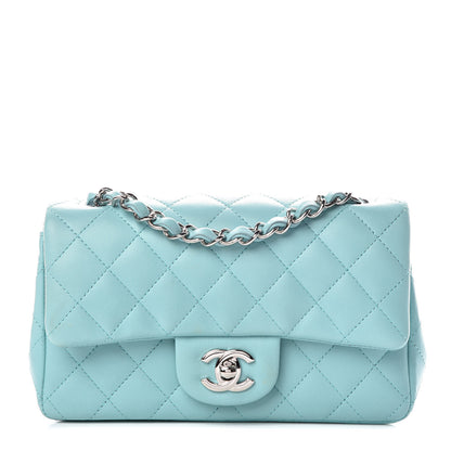 Chanel Lambskin Quilted Mini Rectangular Flap Light Blue 1 of 11