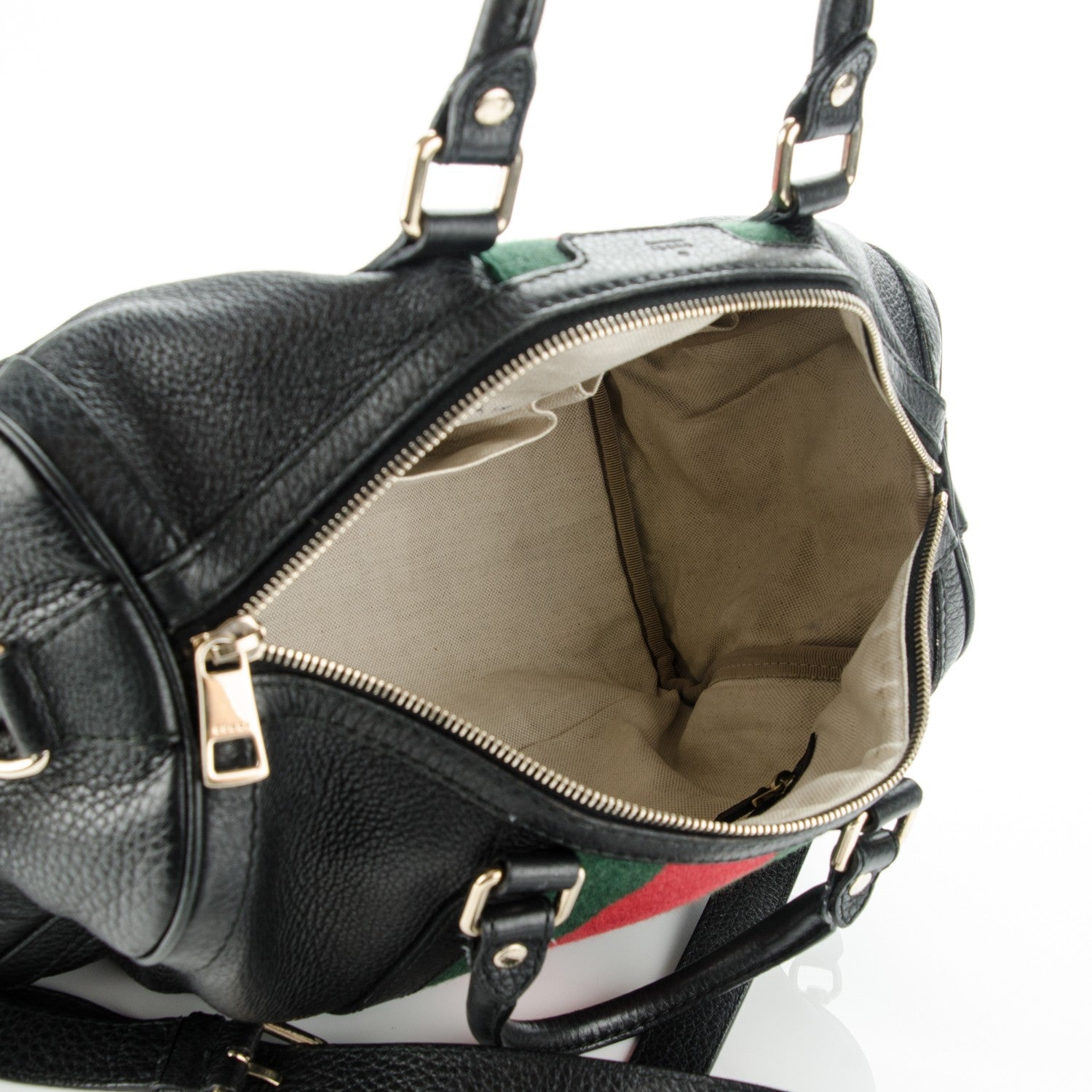 Gucci Calfskin Vintage Web Medium Boston Black 7 of 8