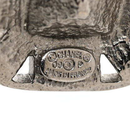 Chanel Baguette Crystal CC Drop Earrings Silver Black 4 of 4