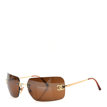Chanel Metal Crystal CC Logo Sunglasses 4017-D Brown 1 of 5