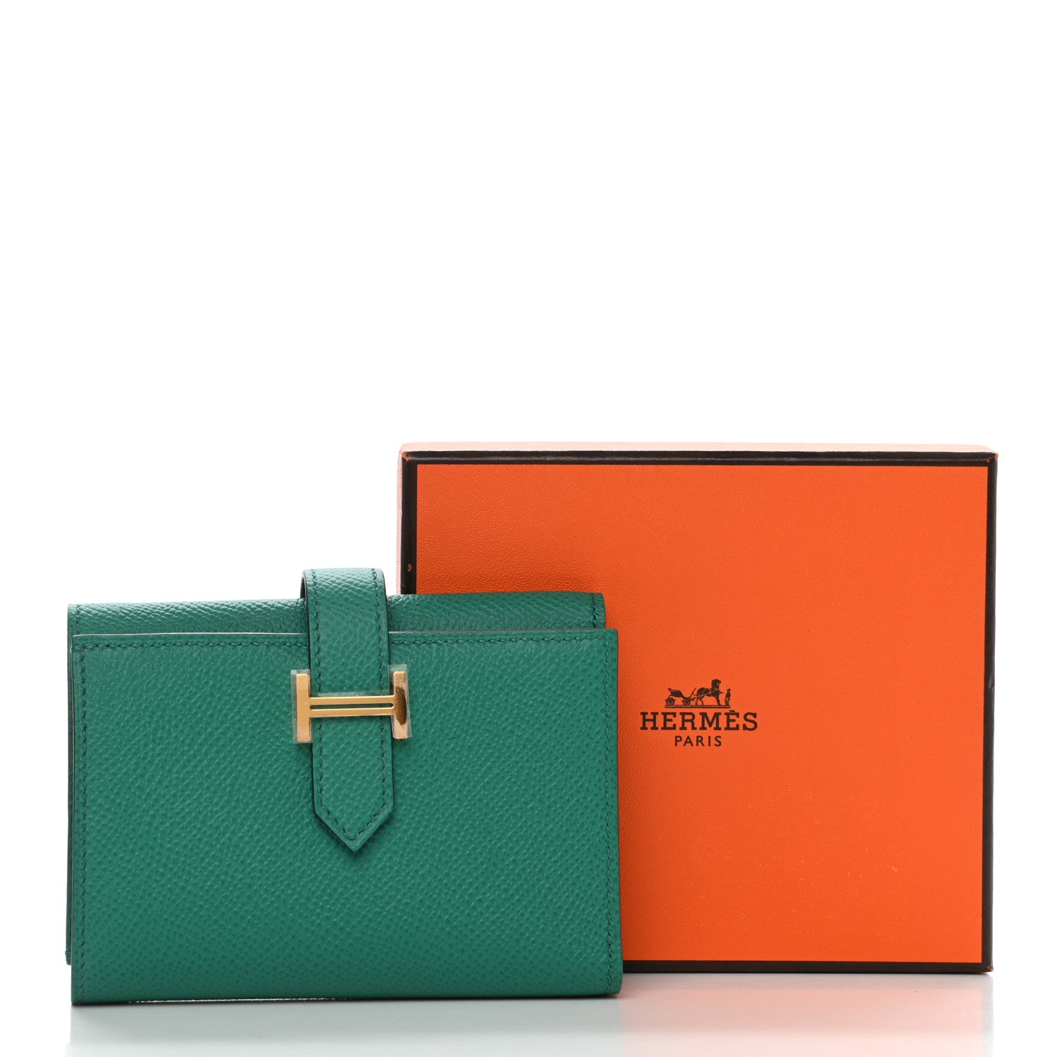 Hermes Epsom Tri-Fold Compact Bearn Wallet Vert Jade 9 of 9
