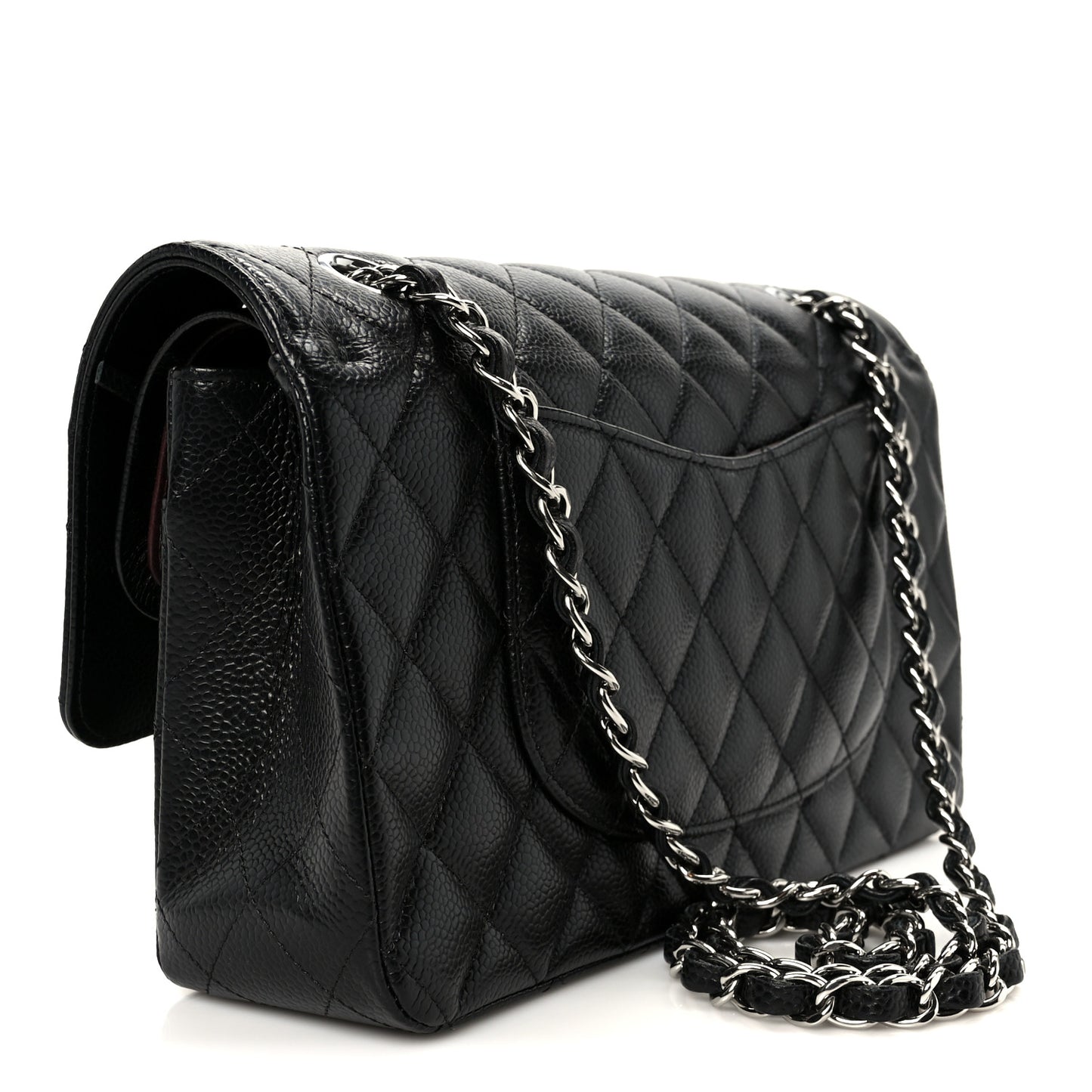 Caviar Quilted Medium Double Flap Black