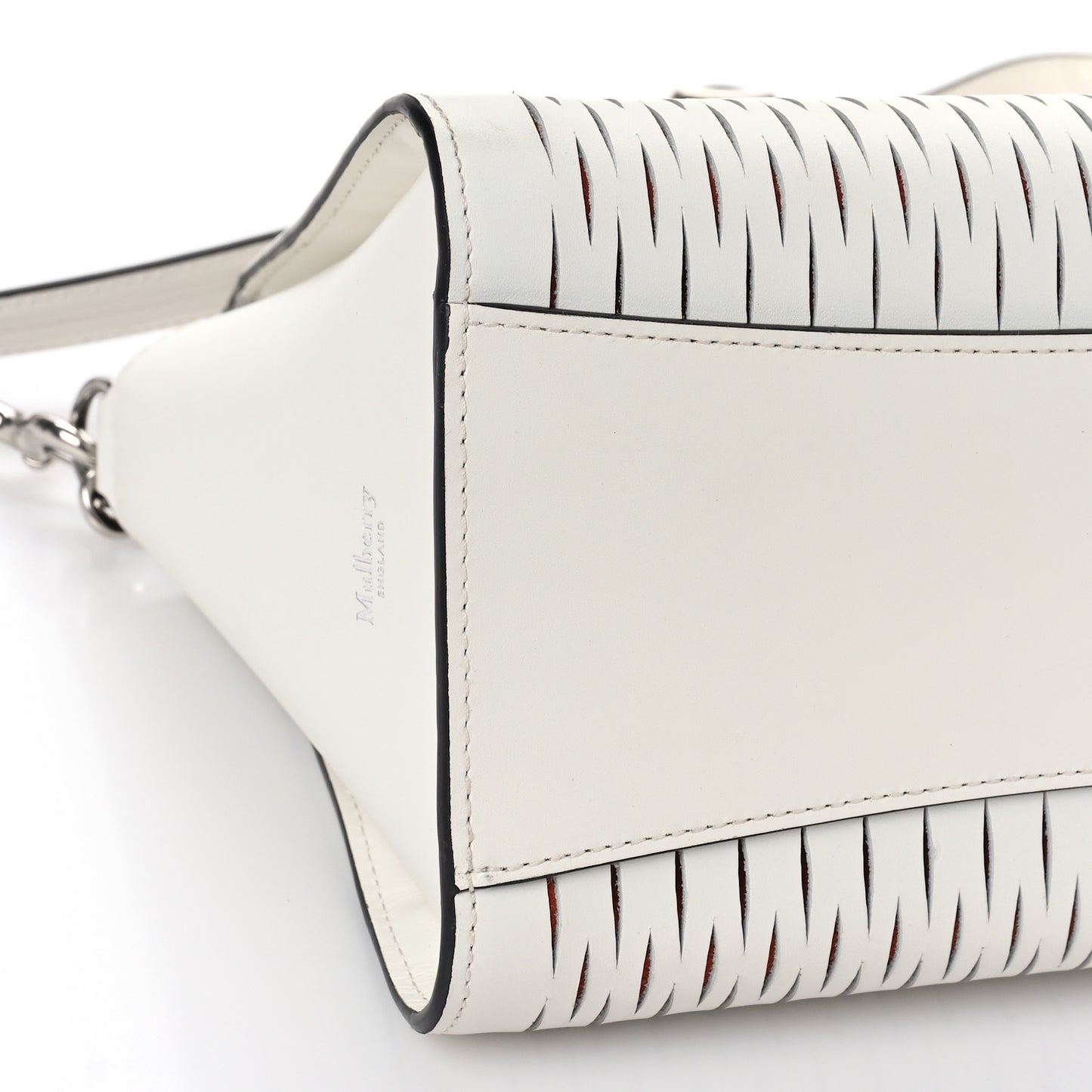 Mesh Calfskin Small Iris Tote White Rust