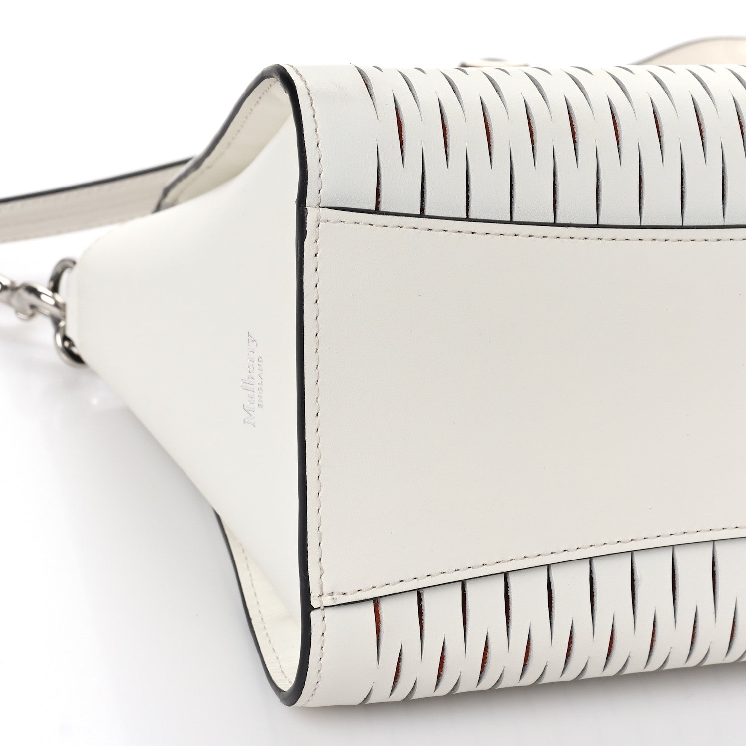 Mulberry Mesh Calfskin Small Iris Tote White Rust 7 of 9