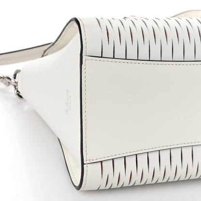 Mulberry Mesh Calfskin Small Iris Tote White Rust 7 of 9