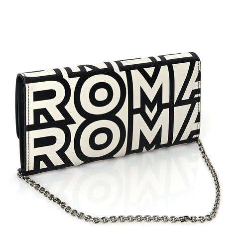 X MARC JACOBS Nappa Vitello King Logo Print Continental Wallet On Chain White Black