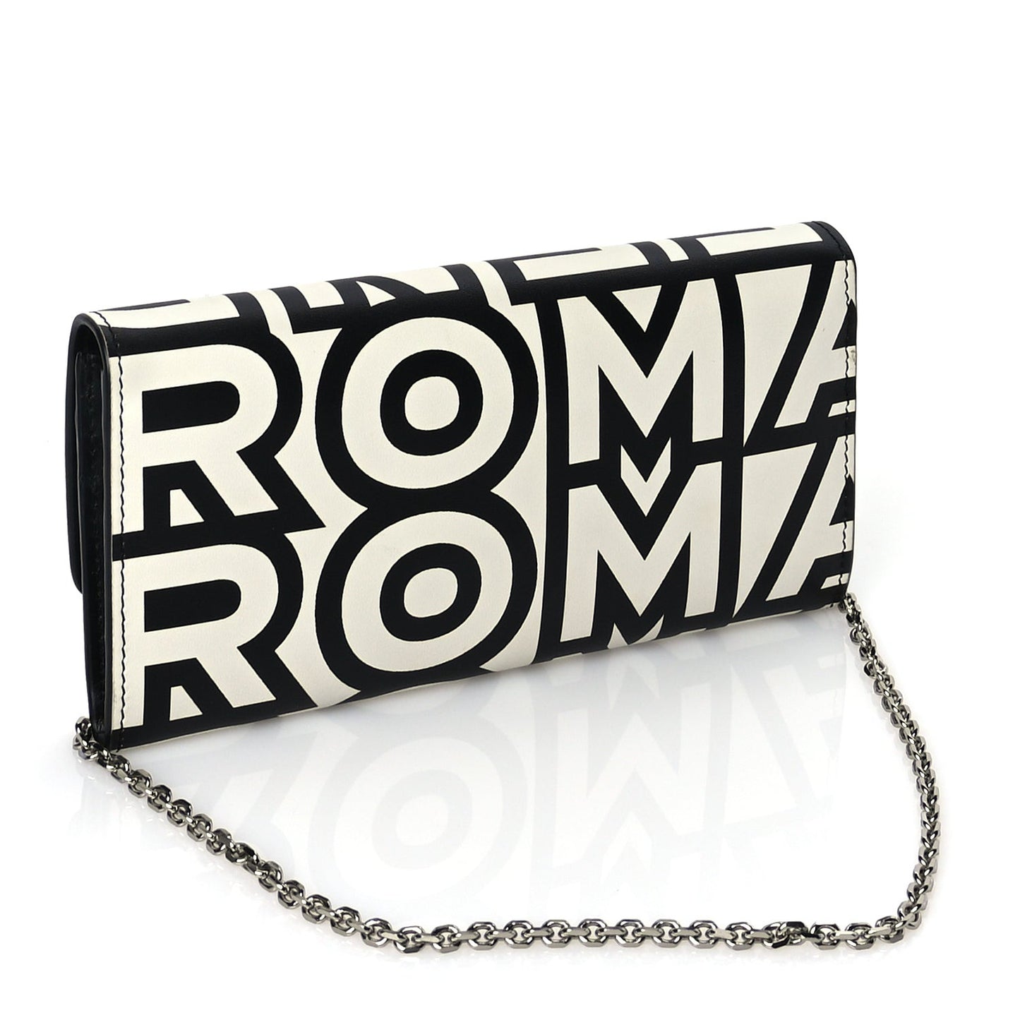 X MARC JACOBS Nappa Vitello King Logo Print Continental Wallet On Chain White Black