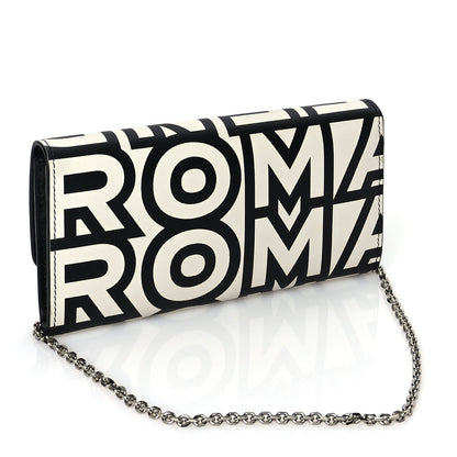 Fendi X MARC JACOBS Nappa Vitello King Logo Print Continental Wallet On Chain White Black 2 of 9