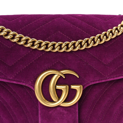 Gucci Velvet Matelasse Small GG Marmont Shoulder Bag Fuchsia Violet Cyclamen 6 of 8