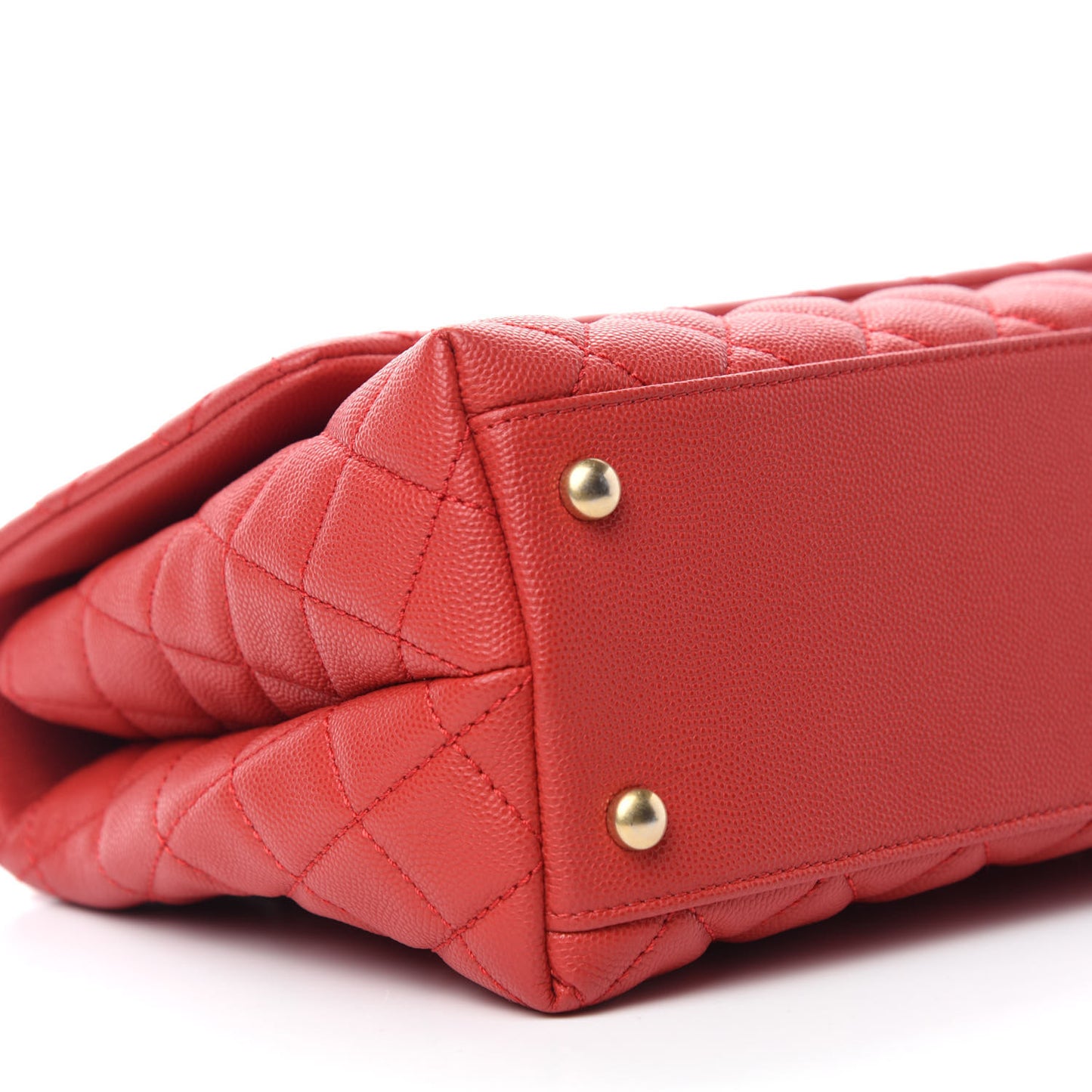 Caviar Quilted Small Coco Handle Flap Red