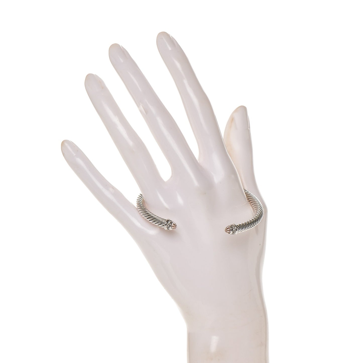 Sterling Silver Diamond Morganite 5mm Cable Classics Bracelet