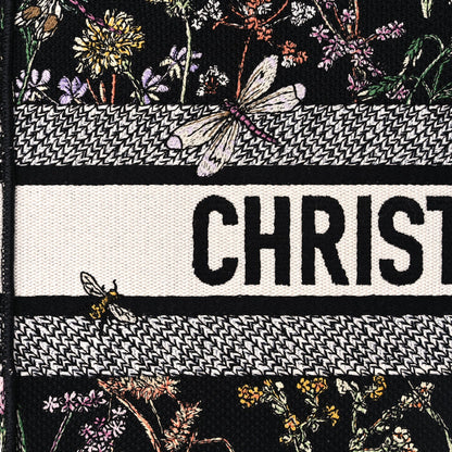 Christian Dior Canvas Embroidered Medium Herbarium Book Tote Black Multicolor 7 of 10