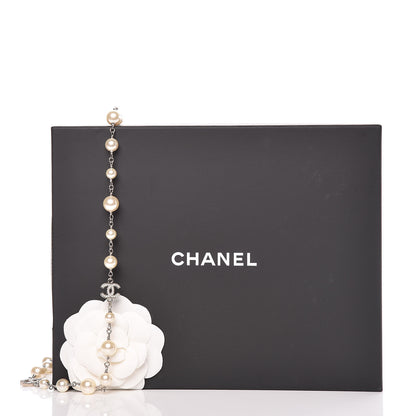 Chanel Crystal Pearl CC Long Necklace Silver 6 of 6