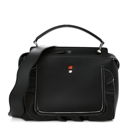 Fendi Vitello Baltico Century Dolce Waves DotCom Satchel Black Terracotta 1 of 12