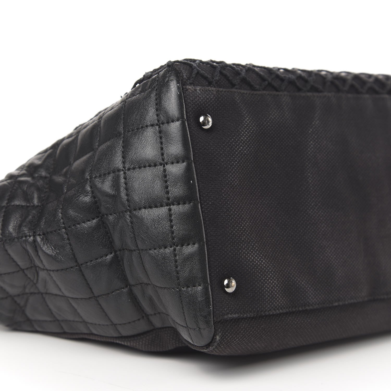 Chanel Lambskin Canvas Chocolate Bar CC Shopping Tote Black 10 of 14