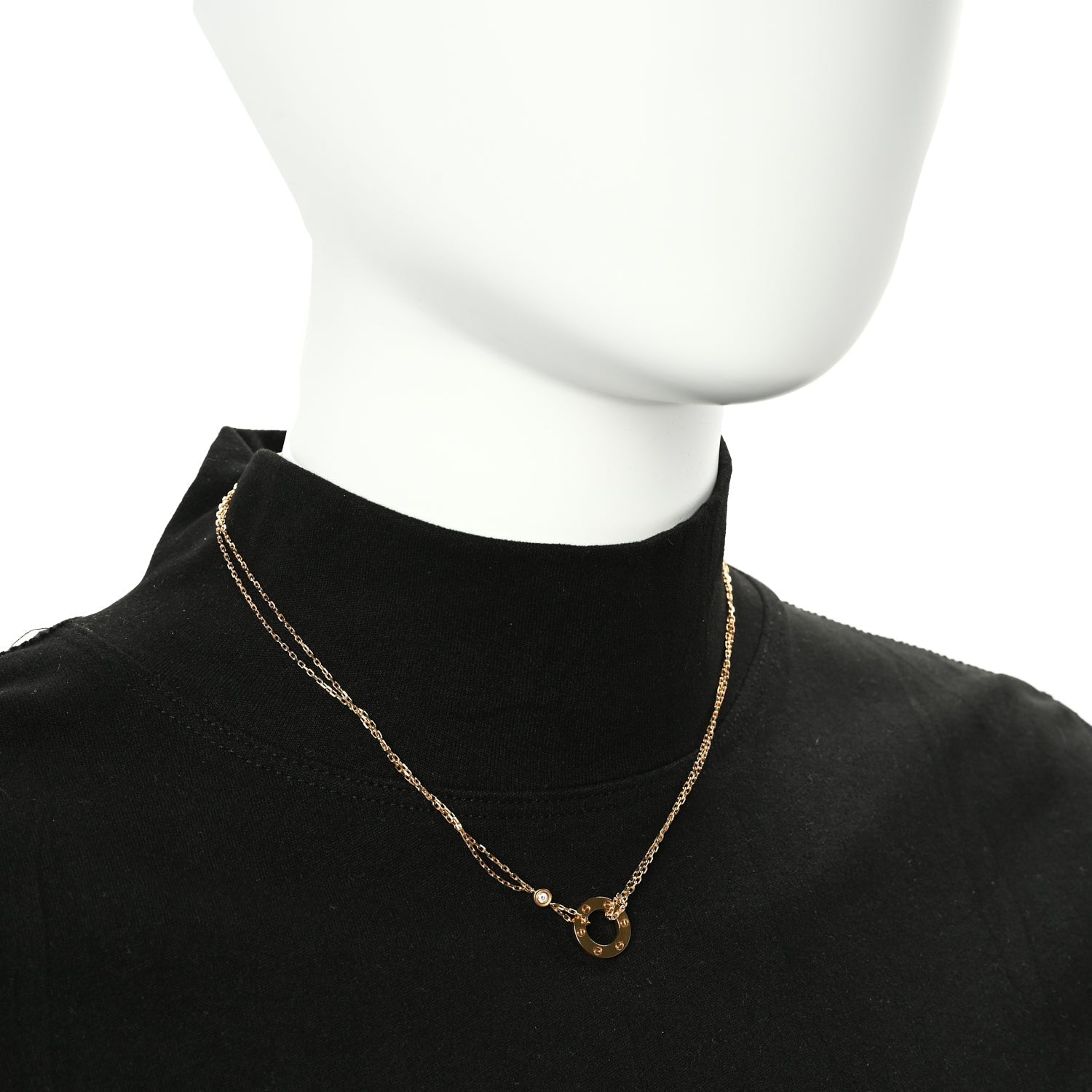 Cartier 18K Yellow Gold 2 Diamond LOVE Necklace 3 of 5