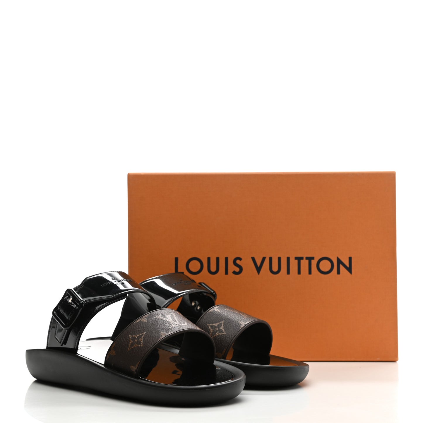 Monogram Sunbath Flat Mule Sandals 40 Black