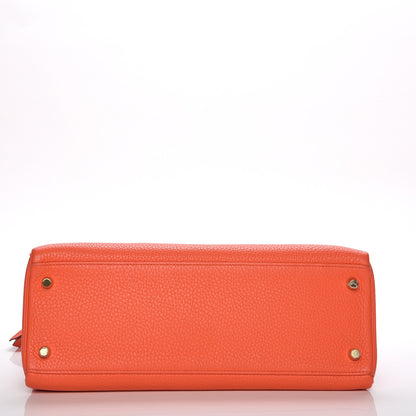 Hermes Taurillon Clemence Kelly Retourne 32 Orange Poppy 7 of 27