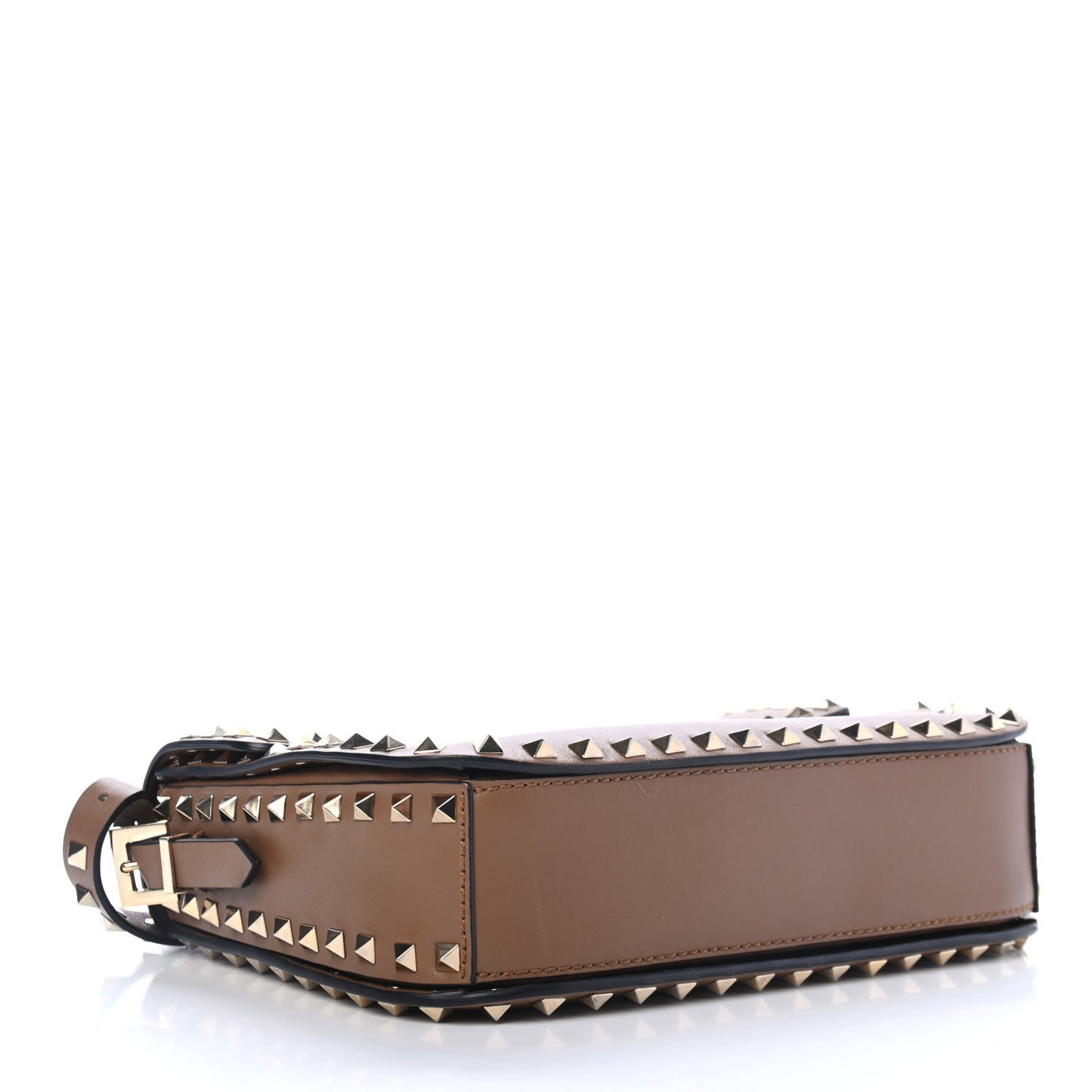 Vitello Medium Rockstud Flap Saddle Bag Nocciola