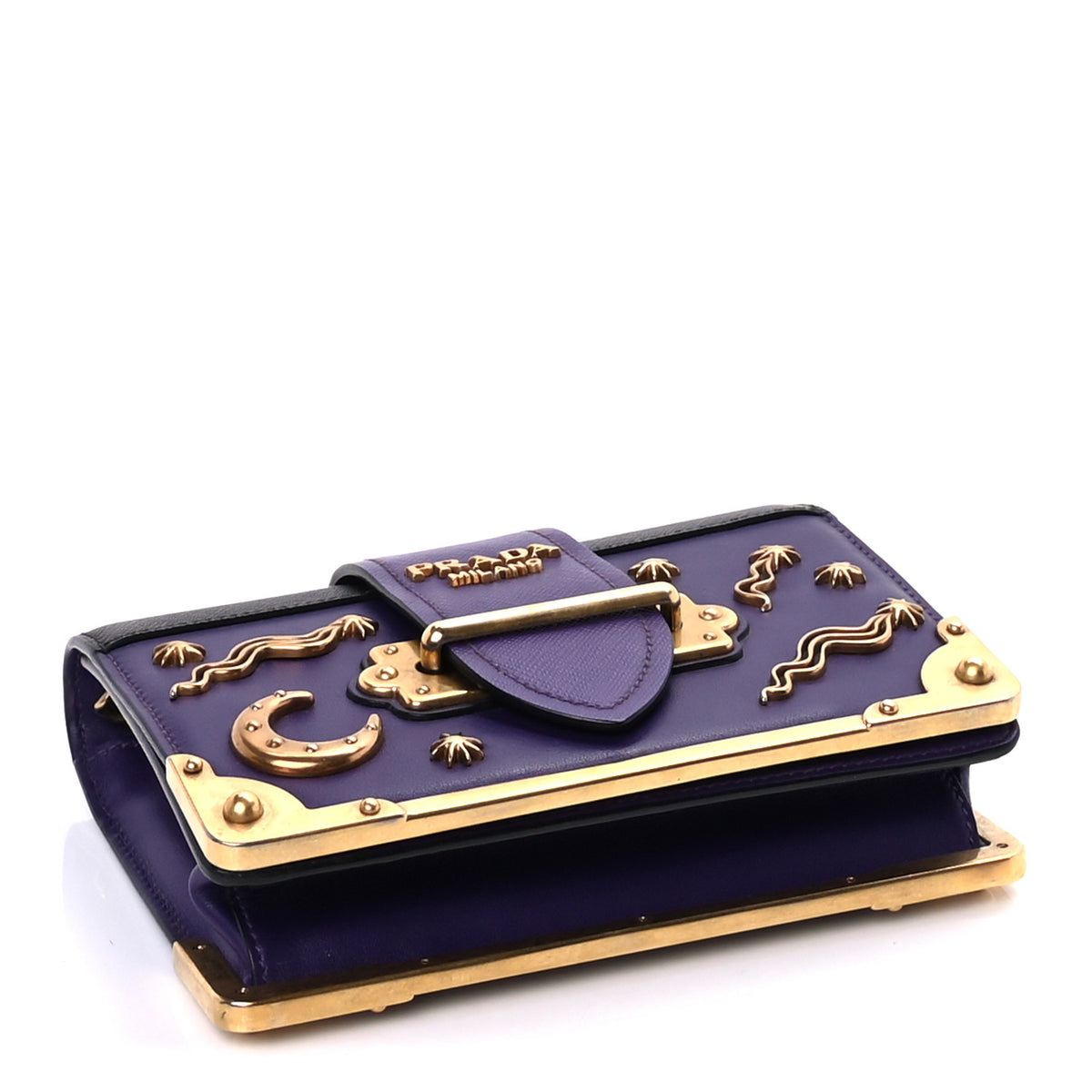 Prada City Calf Saffiano Astrology Cahier Bag Viola Black 3 of 8