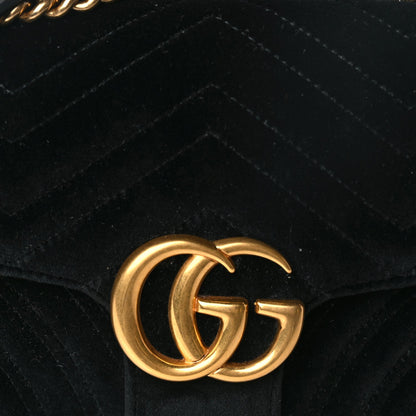 Gucci Velvet Matelasse Small GG Marmont Shoulder Bag Black 7 of 9