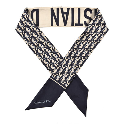 Christian Dior Silk Oblique Mitzah Scarf Blue 1 of 4