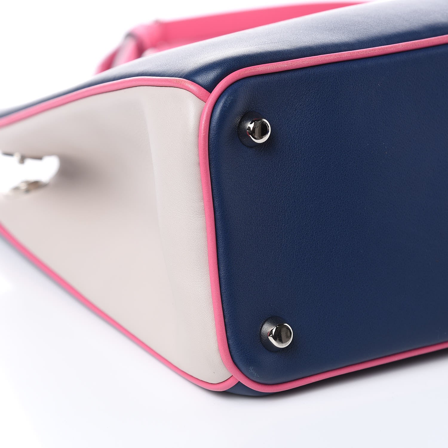 Christian Dior Smooth Calfskin Medium Tri-Color Diorissimo Bag Navy Pink 9 of 11